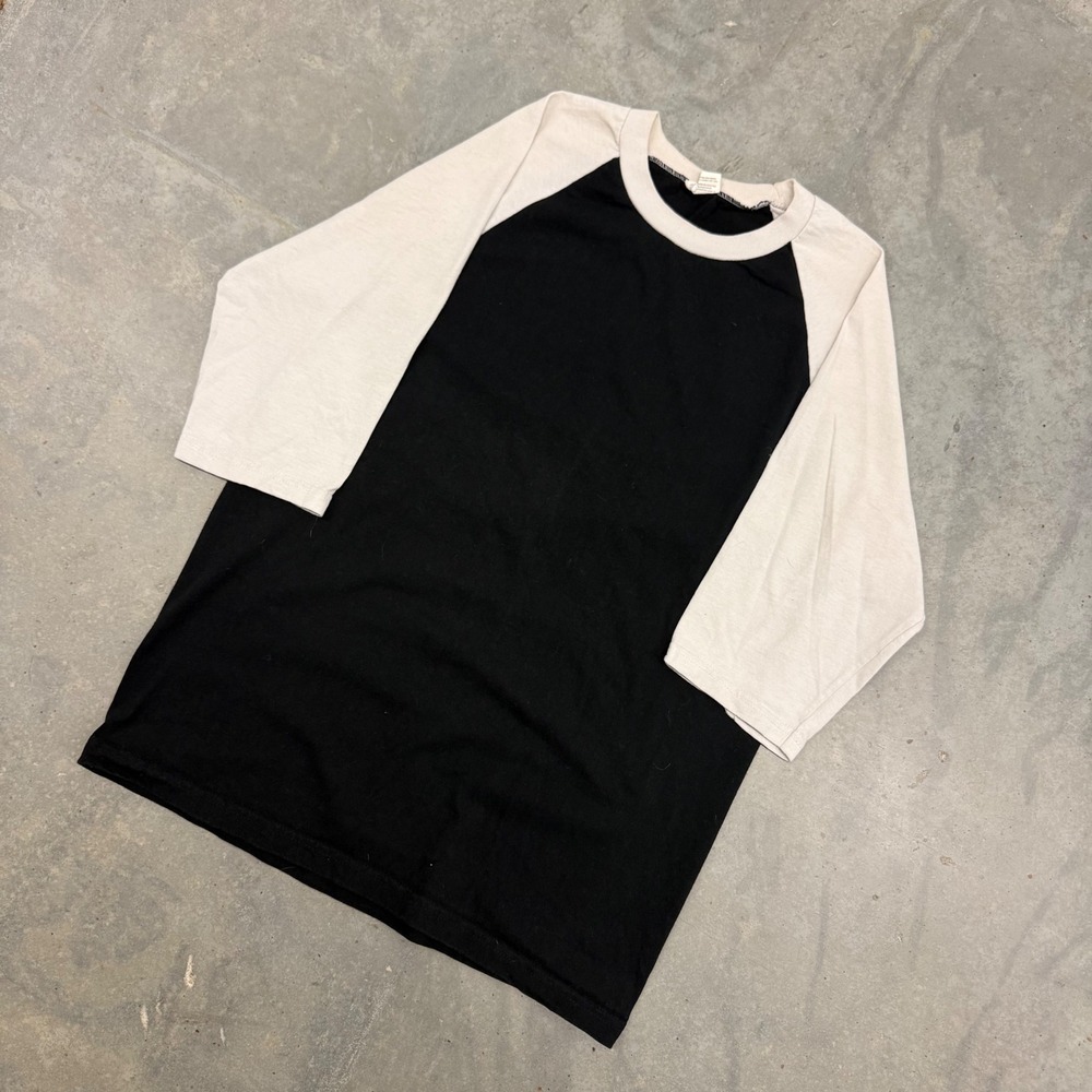 Y2K Mens Pro Club Comfort Raglan Baseball Tee Streetwear Black White M